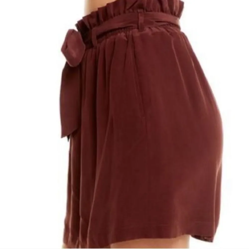 CHASER Silk Skirt Paperbag Elastic Waist Mini Sz Medium NWT Mulberry